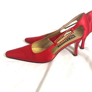 J. RENEE RED SATIN HEELS